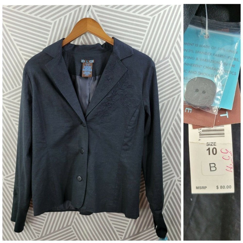 NEW DLG Linen Blazer Jacket size 10 Coat Career